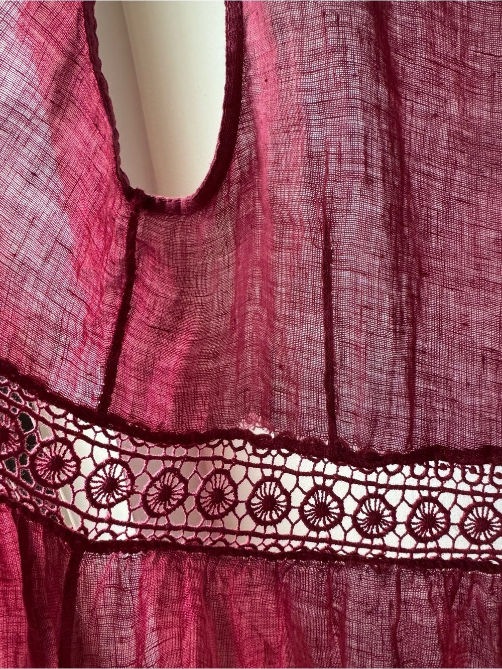 Sleeveless 100% Linen Tie Dress / Coverup - Raspberry Colour - Picture 8 of 14